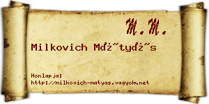 Milkovich Mátyás névjegykártya