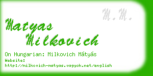 matyas milkovich business card